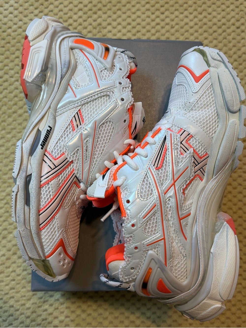 Balenciaga Kids White & Orange Runner Sneakers - Picture 3 of 3